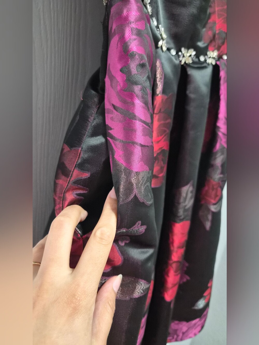 Eliza J Black Embellished Metallic Jacquard Floral Fit-and-Flare Dress Size 6 - Picture 6 of 14